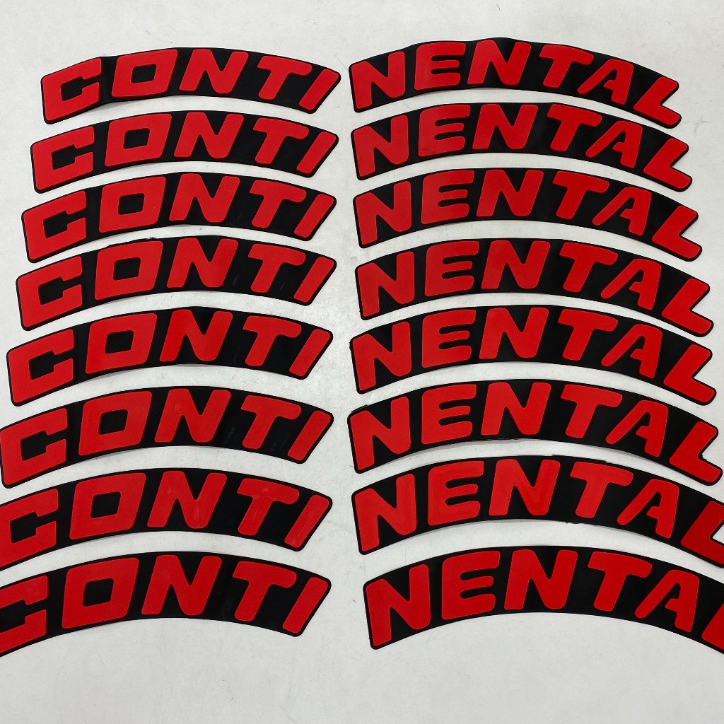 Continential Red Tire Lettering Permanent Raised Tyre Stickers Fits To 16"- 22"